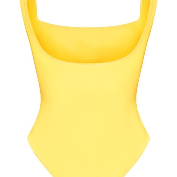 Yellow Square Neck Sleeveless Thong Bodysuit - Picture 3 of 7